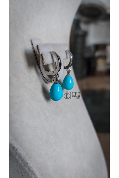 Home 925 AYAR GÜMÜŞ FİRUZE (TURKUAZ) TAŞLI SALLANTILI KÜPE