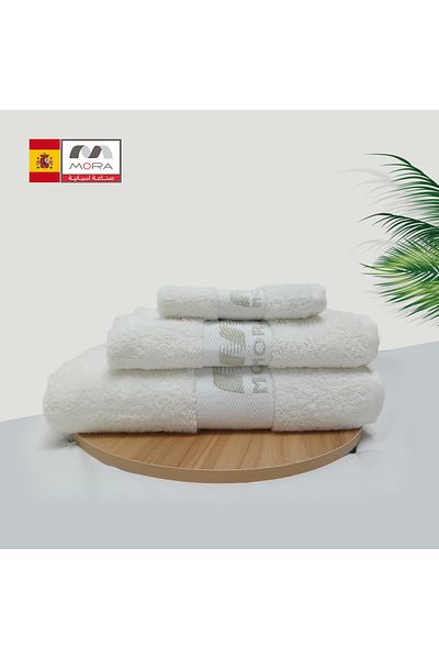 Mora 3 Piece Super Absorbent Bamboo Cotton Towel Set for Body, Face and Hands