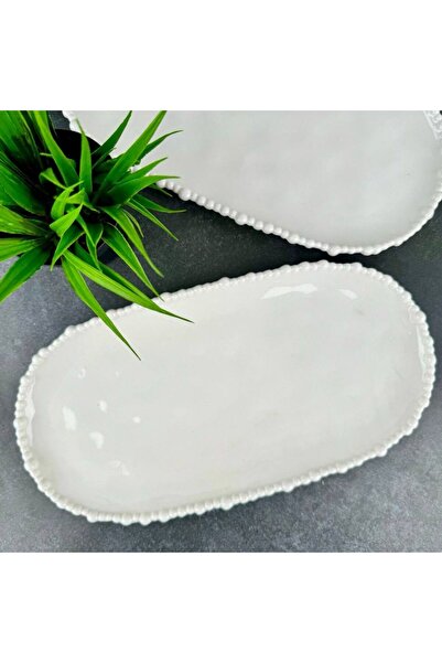 LILY HOME 2-Piece Piraye Pearl Bohemian Style Boat Serving Plate