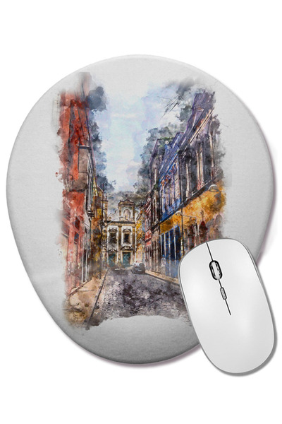 BASKI DÜNYASI Recife Antigo PE Mouse Pad oval cu suport pentru încheietura mâinii