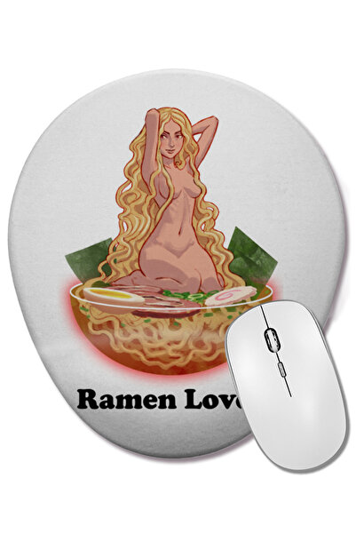 BASKI DÜNYASI Mouse Pad oval Ramen Lover cu suport pentru încheietura mâinii