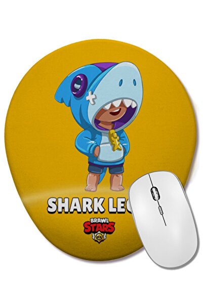 BASKI DÜNYASI Mouse Pad oval Brawl Stars Shark Leon cu suport pentru încheiet...