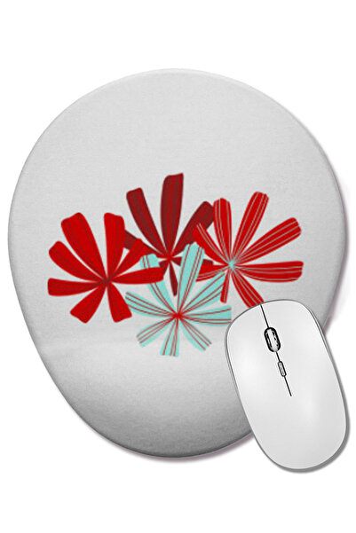 BASKI DÜNYASI Mouse Pad oval cu suport pentru încheietura mâinii Flowers
