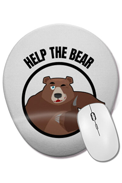 BASKI DÜNYASI HELP THE BEAR Mouse Pad oval cu suport pentru încheietura mâinii