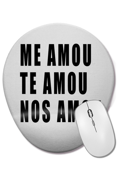 BASKI DÜNYASI Mouse Pad oval cu suport pentru încheietura mâinii Me Amou Te A...