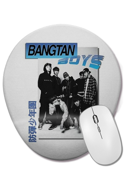 BASKI DÜNYASI Bts Bangtan Boys 90's Vintage Wrist Supported Oval Mouse Pad