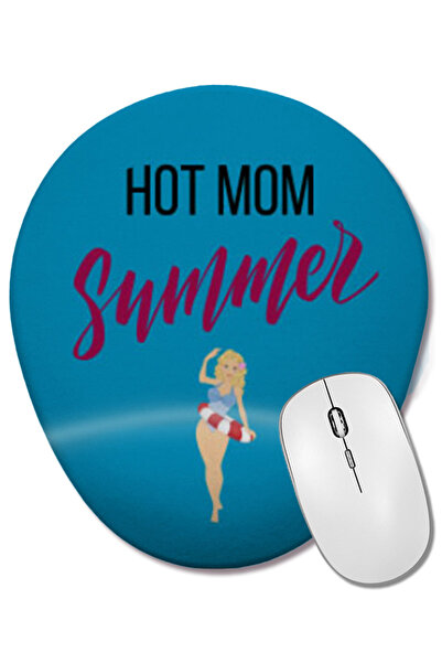 BASKI DÜNYASI Hot Mom Summer Mouse Pad oval cu suport pentru încheietura mâinii