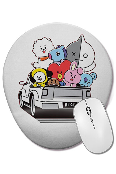 BASKI DÜNYASI Mouse Pad oval Bts BT21 01 cu suport pentru încheietura mâinii