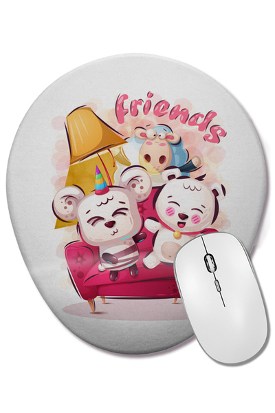 BASKI DÜNYASI Mouse Pad oval amuzant Friends cu suport pentru încheietura mâinii