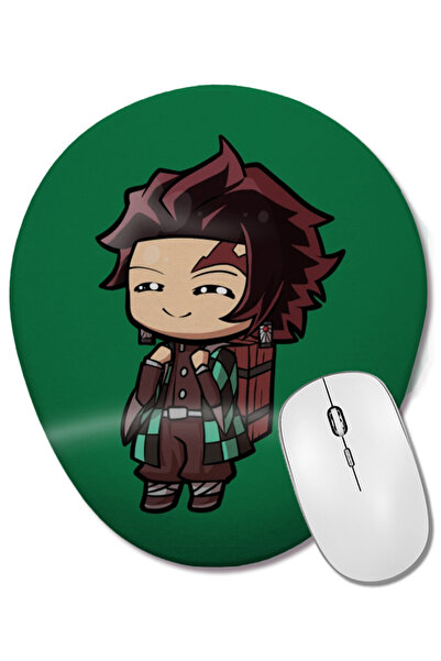 BASKI DÜNYASI Mouse Pad oval Chibi Tanjiro Demon Slayer cu suport pentru încheietura mâinii