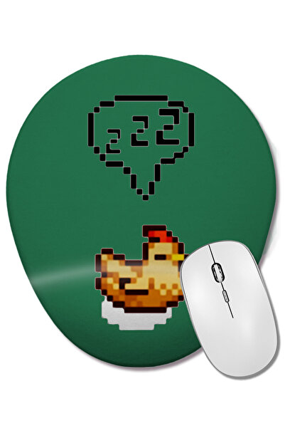 BASKI DÜNYASI Stardew Valley Sleeping Chicken Bilek Destekli Oval Mouse Pad