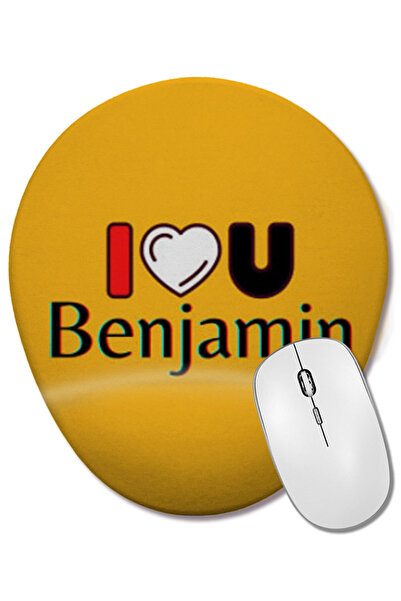 BASKI DÜNYASI Benjamin Name Custom Design Gift Baby-Gift For Him Mouse Pad oval cu suport pentru încheietura mâinii