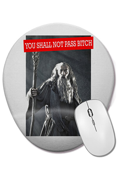 BASKI DÜNYASI Gandalf You Shall Not Pass Mouse Pad oval cu suport pentru încheietura mâinii