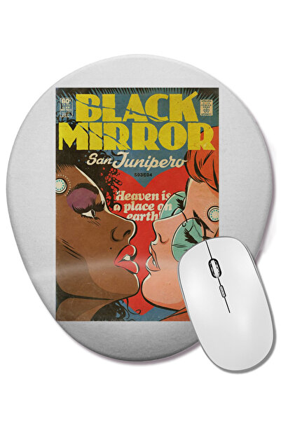 BASKI DÜNYASI Mouse Pad oval Black Mirror cu suport pentru încheietura mâinii