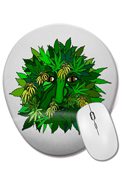 BASKI DÜNYASI Mouse Pad oval cu suport pentru încheietura mâinii Marijuana Gr...