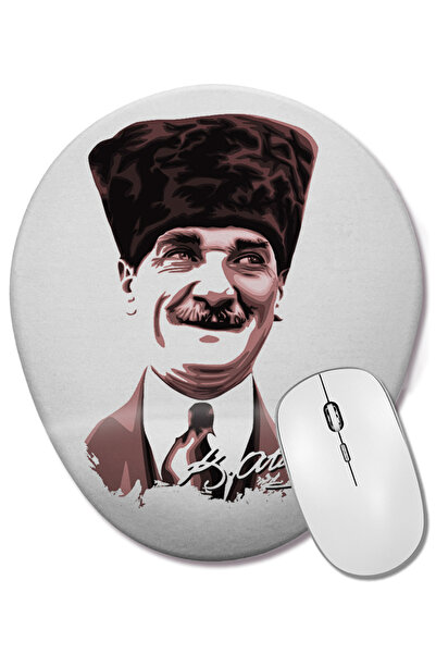 BASKI DÜNYASI Mustafa Kemal Atatürk 07 Mouse Pad oval cu suport pentru închei...