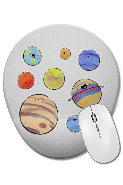 BASKI DÜNYASI Mouse Pad oval Planets 02 cu suport pentru încheietura mâinii