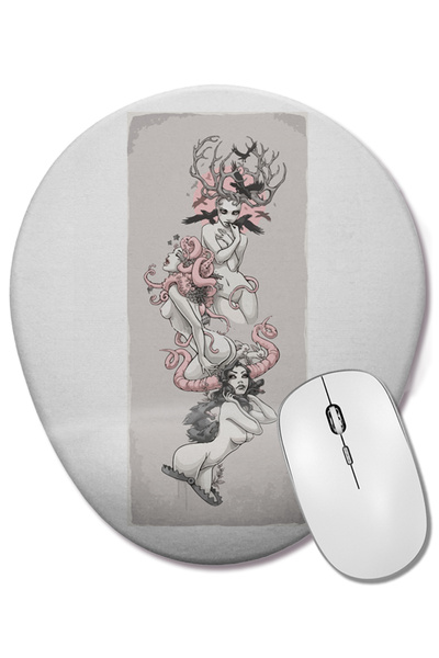 BASKI DÜNYASI Draw 02 Mouse Pad oval cu suport pentru încheietura mâinii