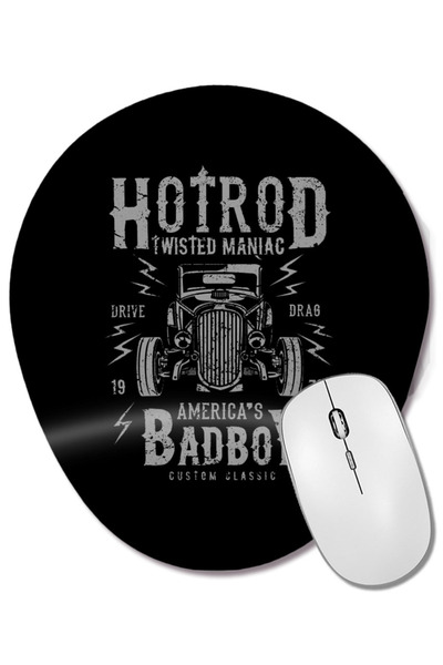 BASKI DÜNYASI Mouse Pad oval Twisted Hot Rod cu suport pentru încheietura mâinii