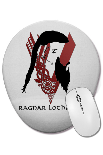 BASKI DÜNYASI Mouse Pad oval Ragnar Lothbrok cu suport pentru încheietura mâinii