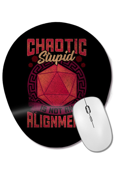 BASKI DÜNYASI Funny Chaotic Stupid Is Not An Alignment RPG Pun Mouse Pad oval cu suport pentru încheietura mâinii