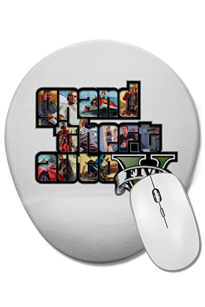 BASKI DÜNYASI Mouse Pad oval cu suport pentru încheietura mâinii cu logo Grand Theft Auto Gta