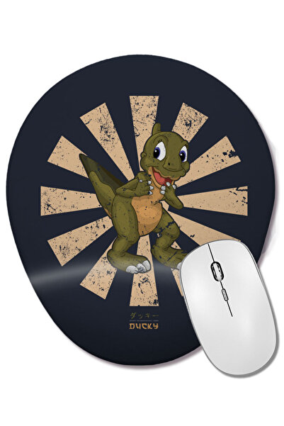 BASKI DÜNYASI Ducky Retro Japanese Land before Time Oval Mouse Pad with Wrist Support