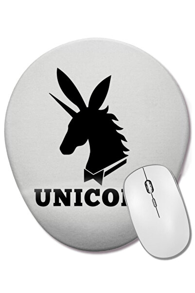 BASKI DÜNYASI Unicorn Playboy Logo Mix Wrist Supported Oval Mouse Pad