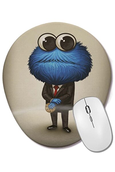 BASKI DÜNYASI Mouse Pad oval Cookie Monster 04 cu suport pentru încheietura m...