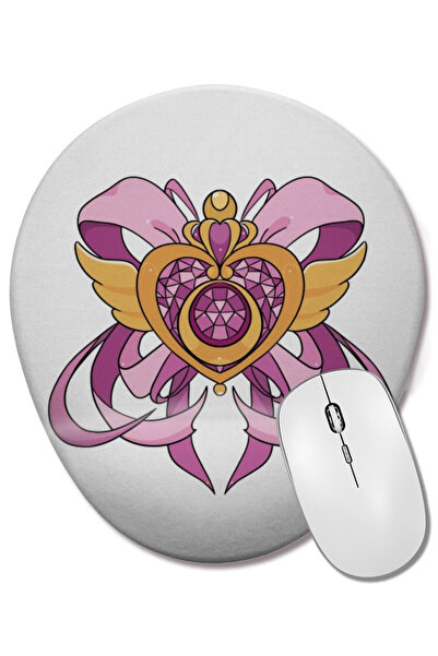 BASKI DÜNYASI Sailor Moon Heart Mouse Pad Oval cu Suport pentru Încheietura M...
