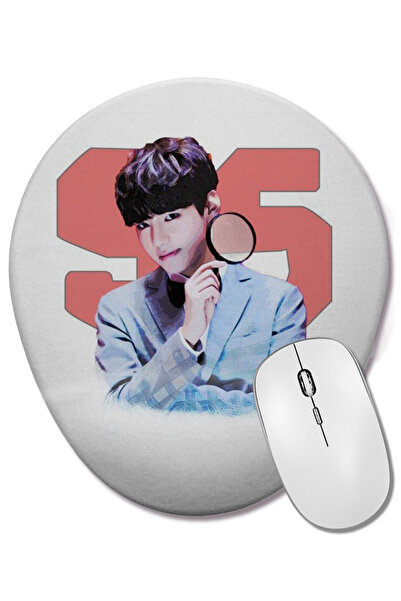 BASKI DÜNYASI Mouse Pad oval Bts V cu suport pentru încheietura mâinii