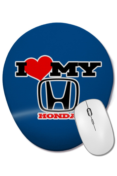 BASKI DÜNYASI Mouse Pad oval cu suport pentru încheietura mâinii I Love My Honda