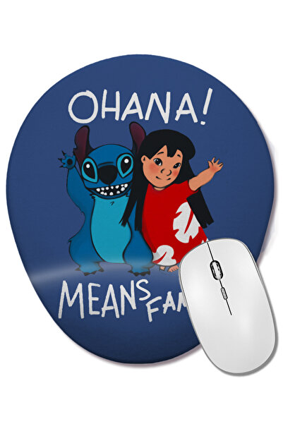 BASKI DÜNYASI Mouse Pad oval Stitch Ohana cu suport pentru încheietura mâinii