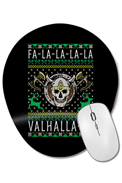 BASKI DÜNYASI Fa La La La Valhalla La Viking God Ugly Christmas Mouse Pad ova...