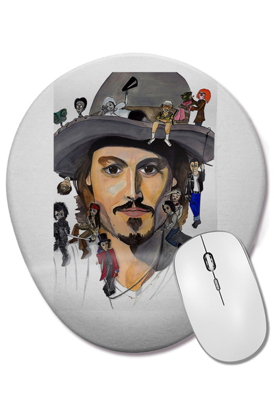 BASKI DÜNYASI Mouse Pad oval cu suport pentru încheietura mâinii Johnny Depp ...