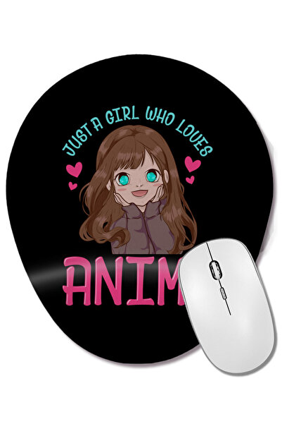 BASKI DÜNYASI Drăguț și amuzant, doar o fată care iubește anime-ul și manga-ul, mouse pad oval cu suport pentru încheietura mâinii