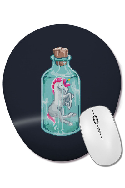 BASKI DÜNYASI Unicorn In A Bottle Pixel Art Mouse Pad oval cu suport pentru î...