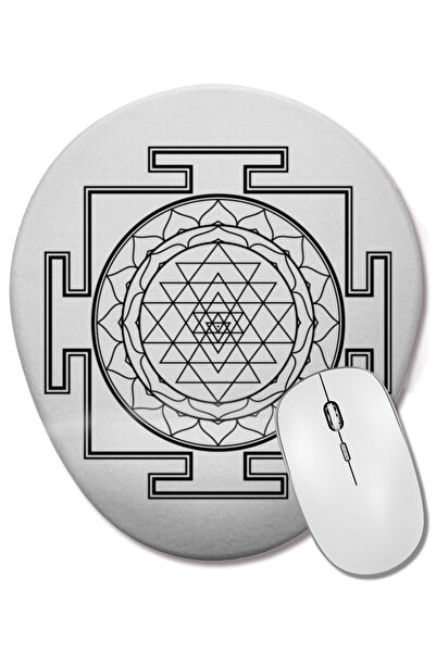 BASKI DÜNYASI Mouse Pad oval Sri Yantra cu suport pentru încheietura mâinii
