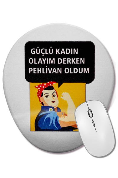 BASKI DÜNYASI Mouse Pad oval cu suport pentru încheietura mâinii, cu inscripț...