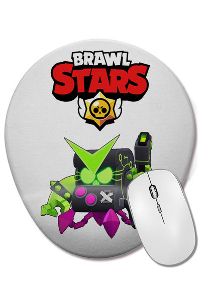BASKI DÜNYASI Mouse Pad oval Brawl Stars Virus 8 Bit cu suport pentru încheietura mâinii