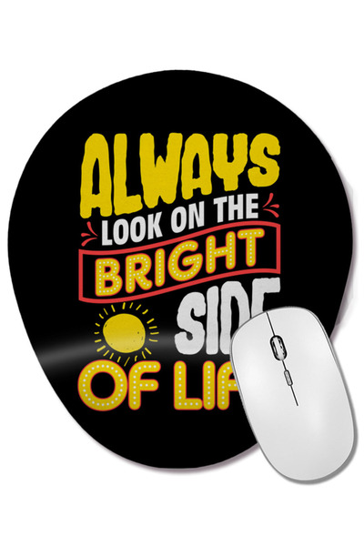 BASKI DÜNYASI Mouse Pad oval amuzant cu suport pentru încheietura mâinii, cu fraza „În fiecare dată, priviți în fața lumii în lumini”