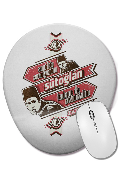 BASKI DÜNYASI Mouse Pad oval Milk Brothers cu suport pentru încheietura mâinii