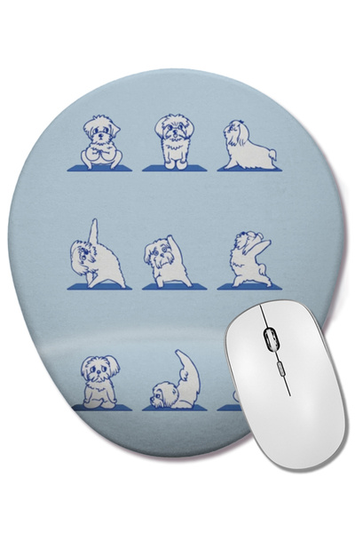 BASKI DÜNYASI Mouse Pad oval pentru câini de yoga maltese cu suport pentru în...