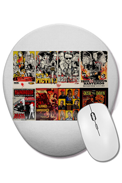 BASKI DÜNYASI Mouse Pad oval cu suport pentru încheietura mâinii, filmele lui Tarantino