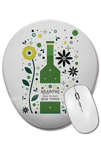 BASKI DÜNYASI Absinthe Green Fairy Mouse Pad oval cu suport pentru încheietur...
