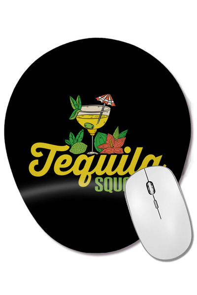 BASKI DÜNYASI Mouse Pad oval cu suport pentru încheietura mâinii, cu design amuzant de grup de tequila, care băie margarita și alcool