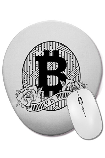 BASKI DÜNYASI Bitcoin Money Is Power BTC Cryptocurrency Trading Mouse Pad ova...