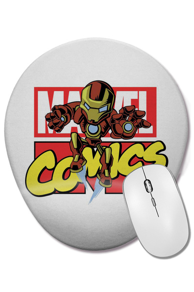 BASKI DÜNYASI Mouse Pad oval Marvel Comics Iron Man cu suport pentru încheiet...