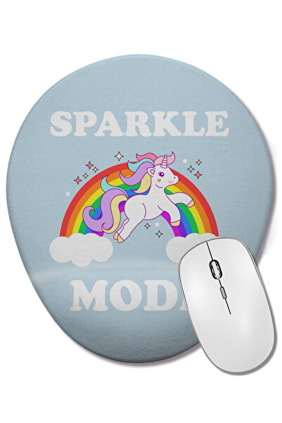 BASKI DÜNYASI Mouse Pad oval Unicorn Sparkle Mode cu suport pentru încheietur...