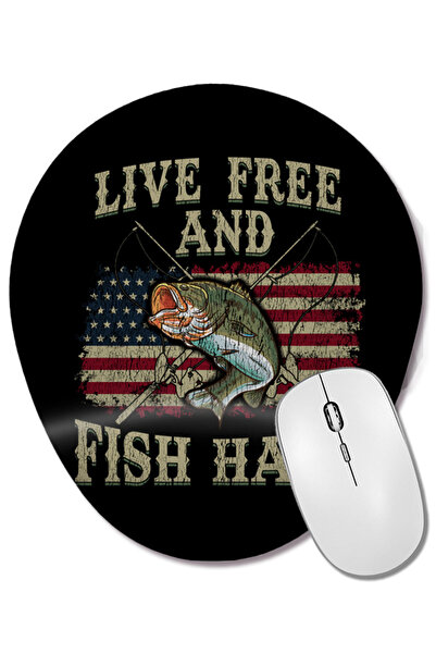 BASKI DÜNYASI Trăiește liber și pescuieș greu. Mouse pad oval cu suport pentr...